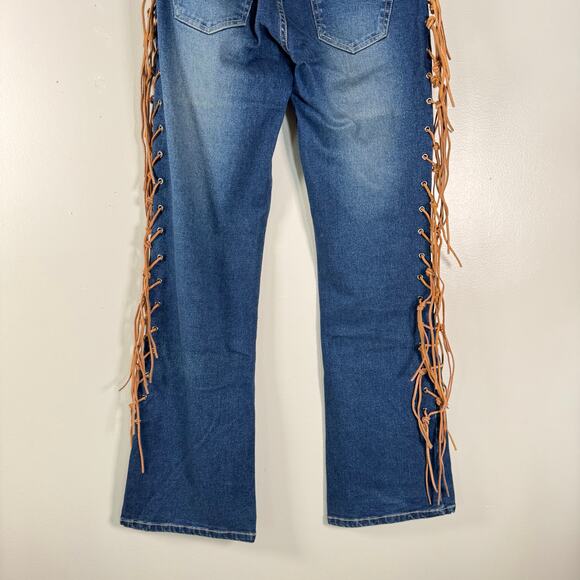 Vintage Z. Cavaricci Womens Fringe Stretch Low Rise Cotton Blend Flared Jeans 7 - Picture 8 of 11